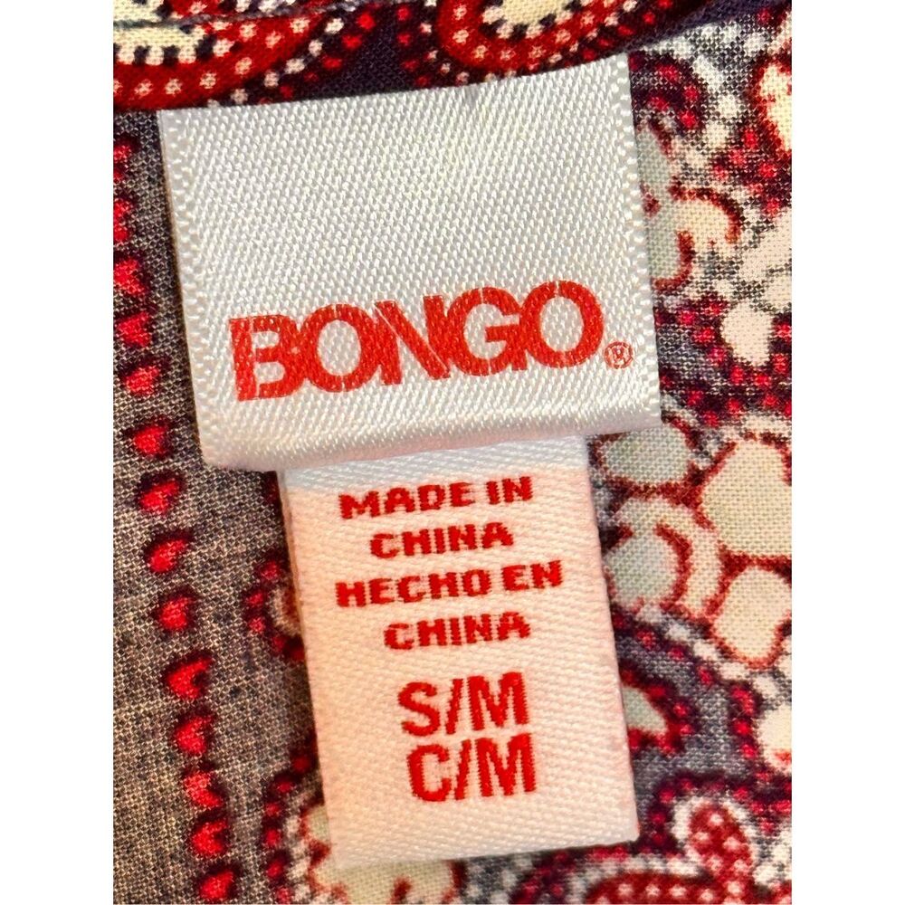 Bongo Blue Red White Scarf Print Fringe Kimono Jacket Women Juniors S/M - Picture 3 of 11